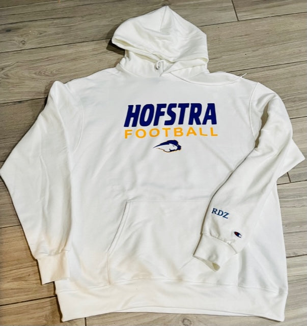 Hofstra Champion Hoodie choice of White or Heathered Royal