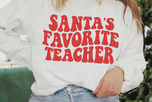 Santa's Favorite Teacher Crew sweatshirt