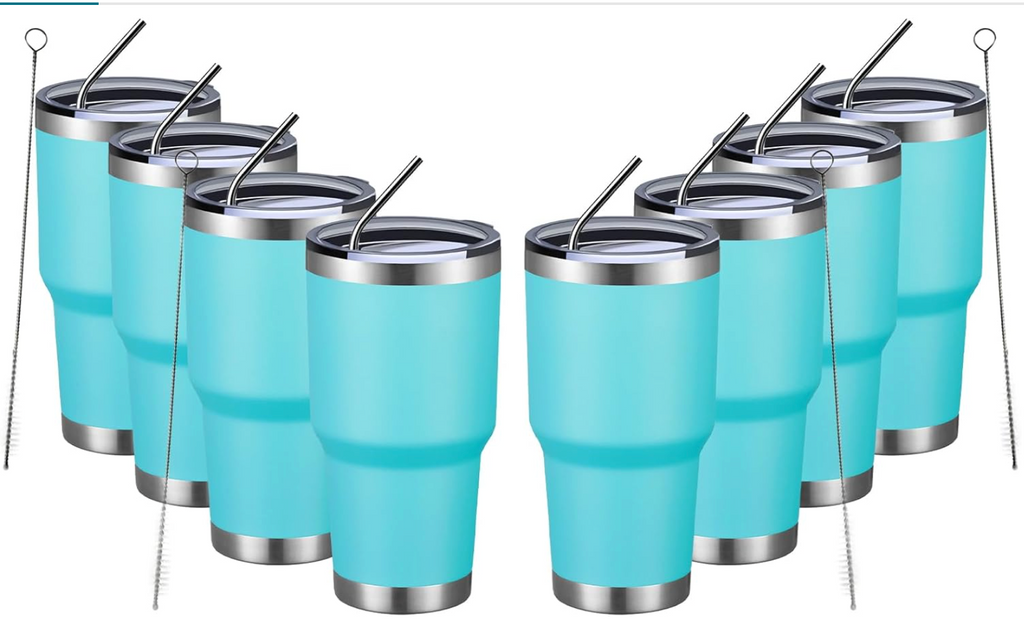 30oz Stainless Steel Double Vacuum Insulated Tumbler (w/ Lids)